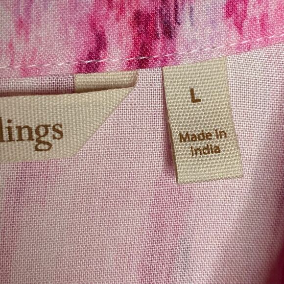 Soft Surroundings Womens Size Large Pink Altea Ikat Kimono Blouse Top Beaded - Picture 8 of 9